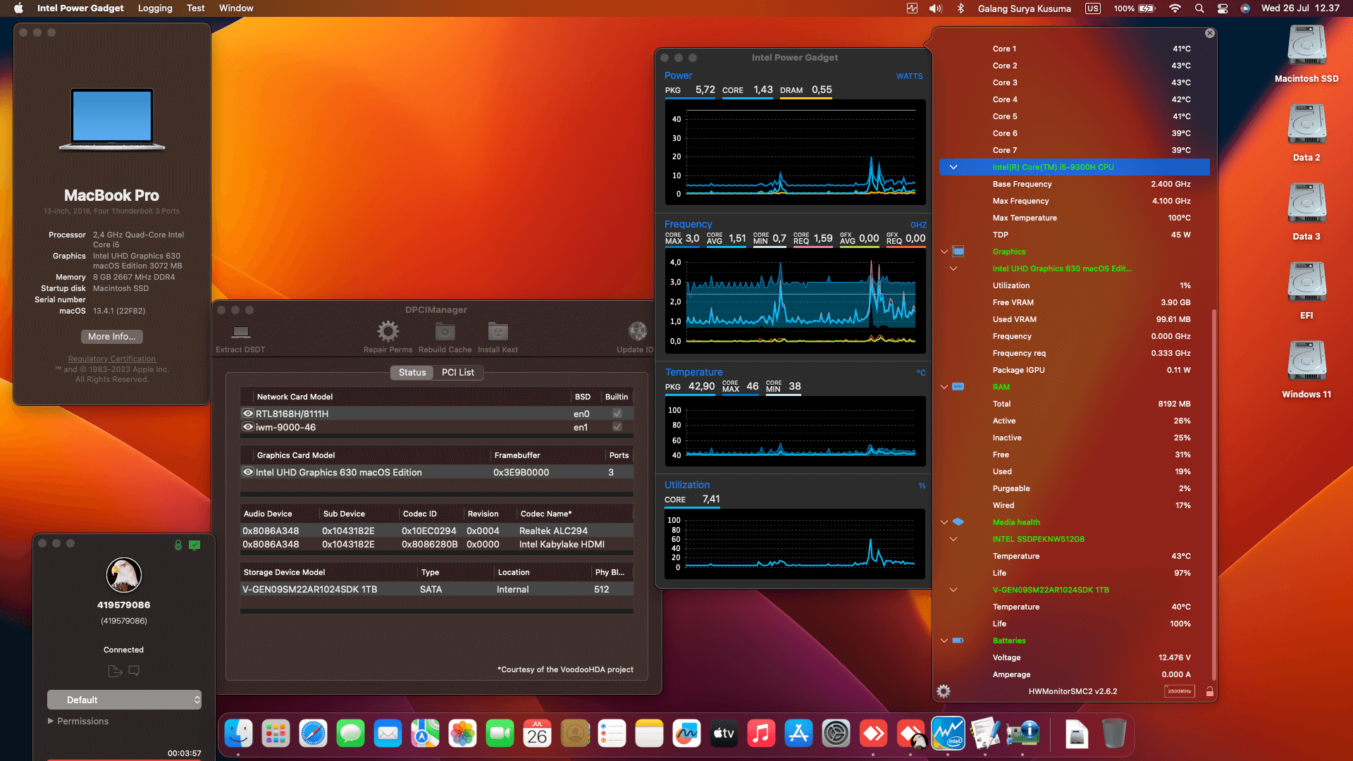 Success Hackintosh macOS Ventura 13.4.1 Build 22F82 in Asus ROG Strix III G531GD-I505G3T